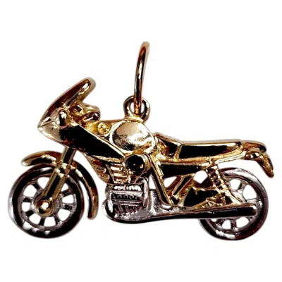 Pre-owned 1stdibs 14k Yellow And White Gold Two Tone Motorcycle Charm #25539