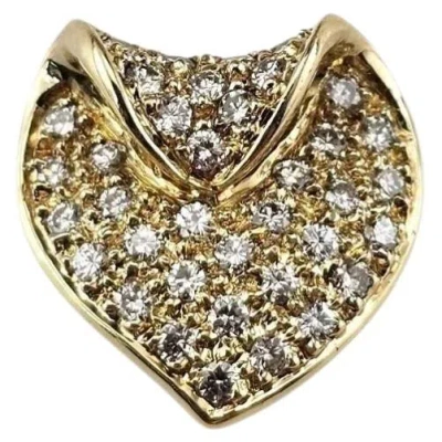 Pre-owned 1stdibs 14k Yellow Gold And Diamond Abstract Heart Pendant #25415