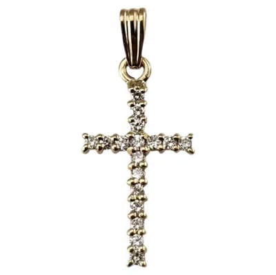Pre-owned 1stdibs 14k Yellow Gold And Diamond Cross Pendant #25590