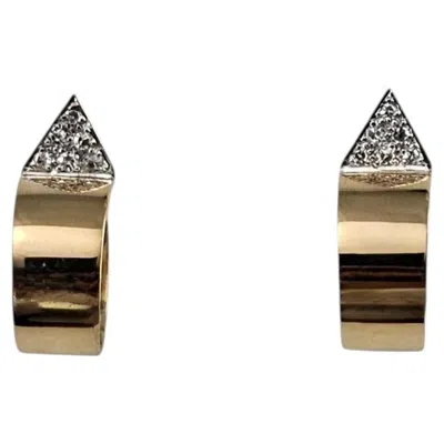 Pre-owned 1stdibs 14k Yellow Gold And Diamond Hoop Earrings #25610