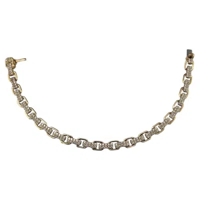 Pre-owned 1stdibs 14k Yellow Gold And Diamond Link Bracelet #25608