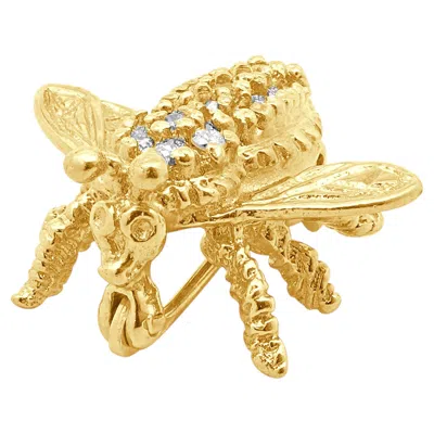 Pre-owned 1stdibs 14k Yellow Gold And Pave Diamond Bee Pin