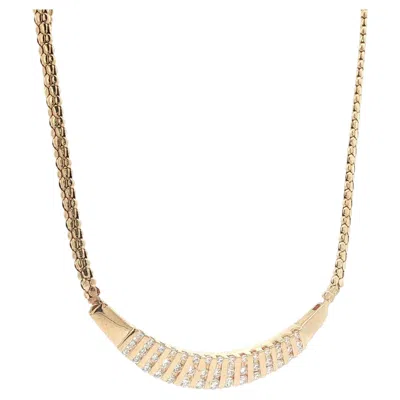 Pre-owned 1stdibs 14k Yellow Gold Channel Set Diamond Flat Popcorn Chain Curved Pendant Necklace