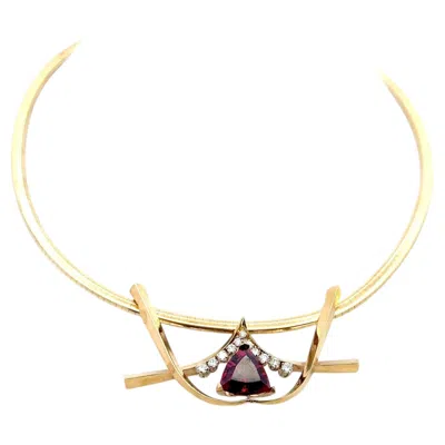 Pre-owned 1stdibs 14k Yellow Gold Collar Necklace With 0.5ct Round G Vs Diamonds And 7ct Ruby