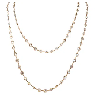 Pre-owned 1stdibs 14k Yellow Gold Cubic Zirconia Long Chain Necklace 50" #25633