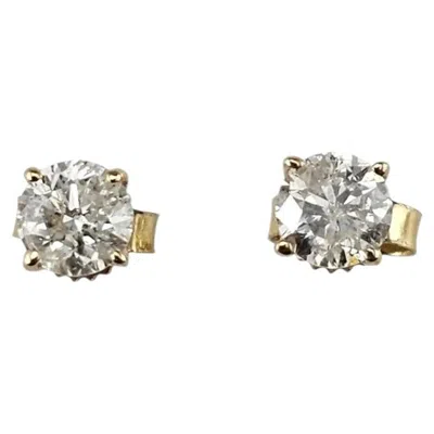 Pre-owned 1stdibs 14k Yellow Gold Diamond Stud Earrings #25573