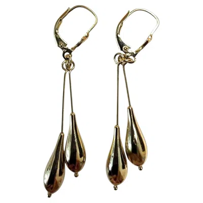 Pre-owned 1stdibs 14k Yellow Gold Double Tear Drop Dangle Earrings #25457