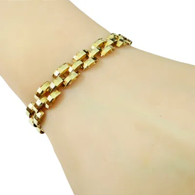 Pre-owned 1stdibs 14k Yellow Gold Italian Interlocking Geometric Bracelet 13.38 Grams