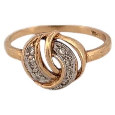 Pre-owned 1stdibs 14k Yellow Gold Knot Ring With Diamonds Pave Style