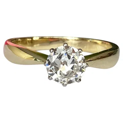 Pre-owned 1stdibs 14k Yellow Gold Late Art Deco Old Mine Diamond 0.80 Crt Solitaire Ring