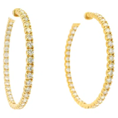 Pre-owned 1stdibs 14k Yellow Gold Natural Round Brilliant Diamond Large Hoop Earrings