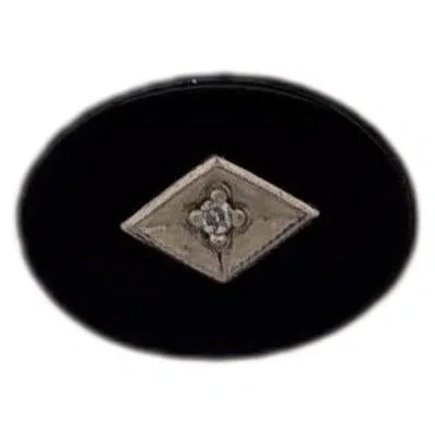 Pre-owned 1stdibs 14k Yellow Gold Onyx Pin With Diamond Center Art Deco
