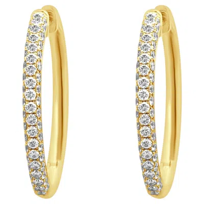 Pre-owned 1stdibs 14k Yellow Gold Pave Diamond Hoop Earrings