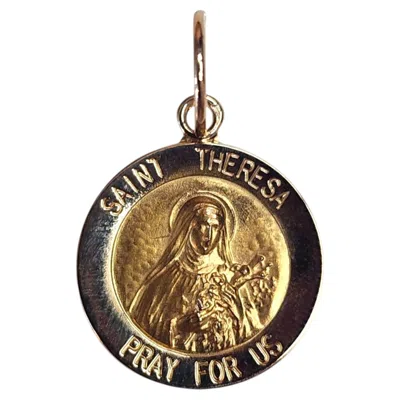Pre-owned 1stdibs 14k Yellow Gold "saint Theresa Pray For Us" Charm #25549