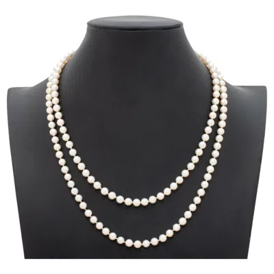 Pre-owned 1stdibs 14k Yellow Gold Two-strand Cultured Pearl Necklace, Modern Style, 20"