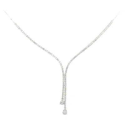 Pre-owned 1stdibs 14kt White Gold Diamond 3.08 Cts Riviera Lariat Y-necklace