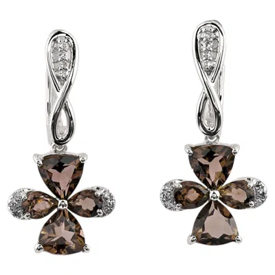 Pre-owned 1stdibs 14kt White Gold Garnet And Diamond Flower Drop Earrings
