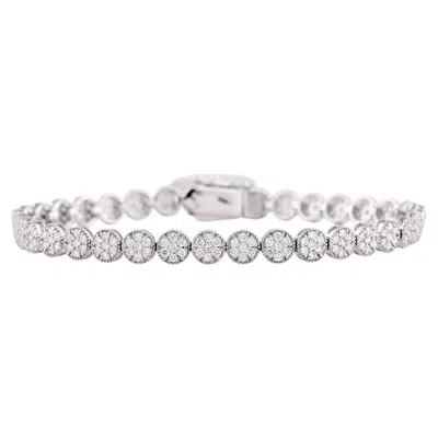 Pre-owned 1stdibs 14kt White Gold Pave Diamond 2.32 Cts Round Cluster Tennis Bracelet