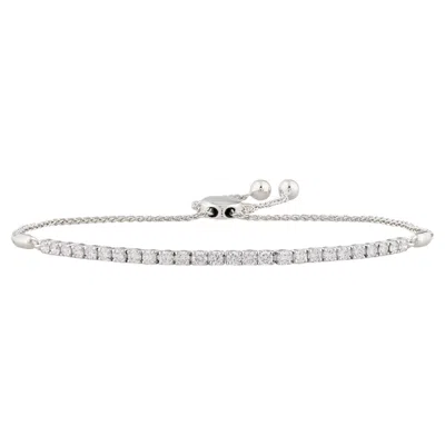 Pre-owned 1stdibs 14kt White Gold Round Diamond 1..03 Cts Adjustable Bolo Tennis Bracelet