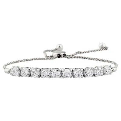 Pre-owned 1stdibs 14kt White Gold Round Diamond 3.0 Cts Adjustable Bolo Bracelet