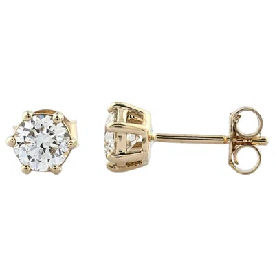 Pre-owned 1stdibs 14kt Yellow Gold Round Brilliant Diamond Six-prong Solitaire Stud Earrings