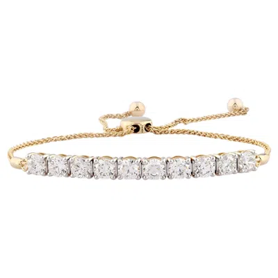 Pre-owned 1stdibs 14kt Yellow Gold Round Diamond 3.0 Cts Adjustable Bolo Bracelet