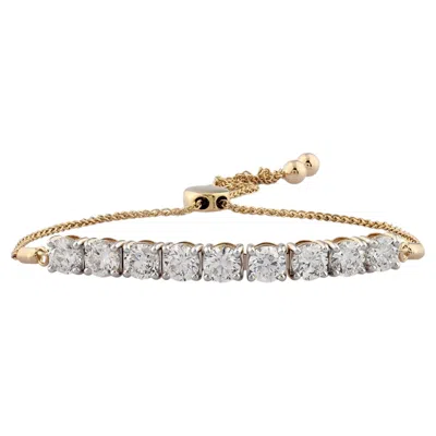 Pre-owned 1stdibs 14kt Yellow Gold Round Diamond 4.05 Cts Adjustable Bolo Bracelet