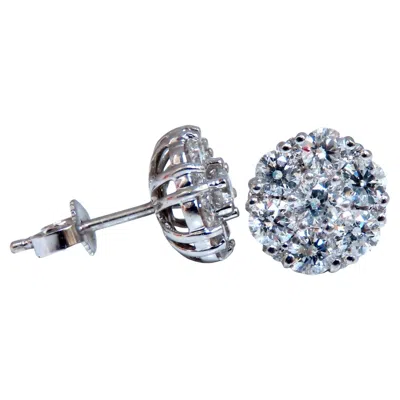Pre-owned 1stdibs 1.50 Carat Natural Round Diamond Cluster Earrings 14 Karat* In Multi