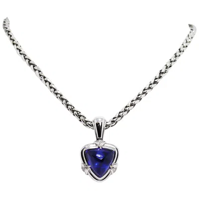 Pre-owned 1stdibs 15.05 Carat Trillion Cabouchon Tanzanite And Diamond 18 Carat Gold Necklace In Multi