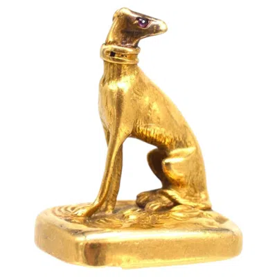 Pre-owned 1stdibs 15ct Gold Whippet / Greyhound Dog Pendant With Sardonyx Seal Fob, 19th Century In Multi