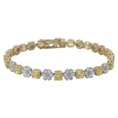 Pre-owned 1stdibs 16.00 Ctw Fancy Yellow & White Lab Grown Diamond Floral Bracelet