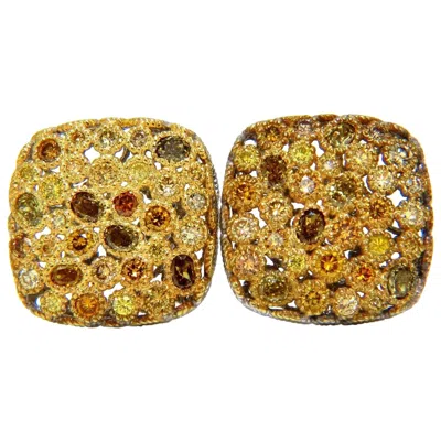 Pre-owned 1stdibs 1.60ct Natural Fancy Color Diamonds Clip Cocktail Cluster Earrings 14kt* In Multi