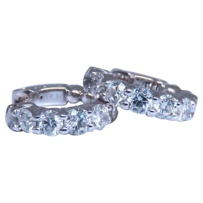 Pre-owned 1stdibs 1.63ct Natural Round Diamond Hoop Earrings 14kt 16mm Button & Share Prong+* In Multi
