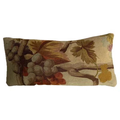 Pre-owned 1stdibs 16th Century Antique Brussels Renaissance Fruit Tapestry Pillow In Brown
