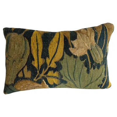 Pre-owned 1stdibs 16th Century Antique Brussels Verdure Tapestry Pillow In Brown