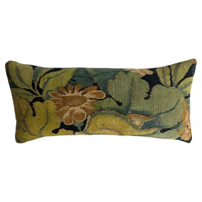 Pre-owned 1stdibs 16th Century Brussels Floral Renaissance Tapestry Pillow In Brown