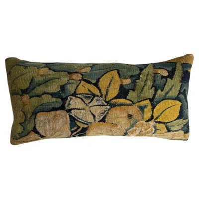 Pre-owned 1stdibs 16th Century Brussels Renaissance Verdure Tapestry Pillow In Brown