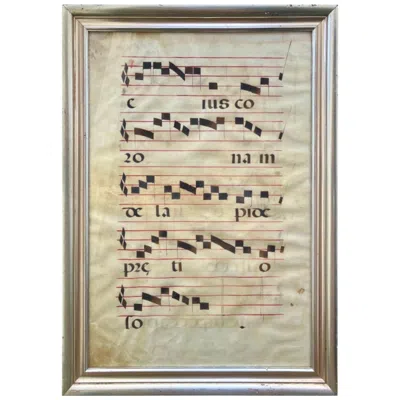Pre-owned 1stdibs 16th/17th Century Spanish Gregorian Chant Manuscript Leaf Vellum In Glazed Frame In Brown