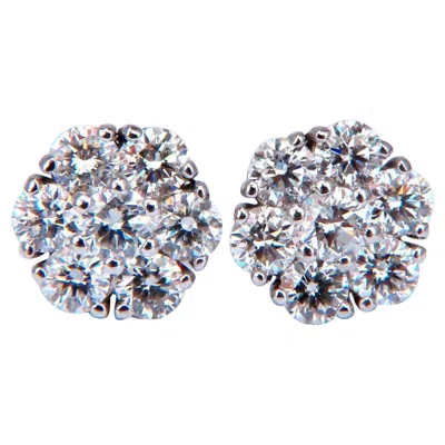 Pre-owned 1stdibs 1.70ct. Natural Round Diamond Cluster Earrings 14 Karat Floreta** In Multi