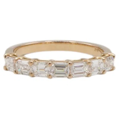 Pre-owned 1stdibs 18 Karat Rose Gold 1.00 Carat Natural Emerald Cut Diamond Half Band Wedding Ring In Red