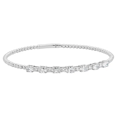 Pre-owned 1stdibs 18 Karat White Gold Oval & Round Brilliant Cut Alternating Diamond Flex Bracelet