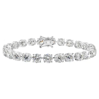 Pre-owned 1stdibs 18.55 Carats Si/h Round Brilliant Diamond Tennis Bracelet 18k White Gold