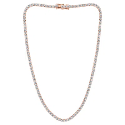 Pre-owned 1stdibs 18.96 Ct Natural Diamond Tennis Necklace 18k Rose Gold Handmade Necklace In Red