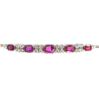 Pre-owned 1stdibs 18ct Gold & Platinum Ruby Diamond Bracelet, 1930s In Multi