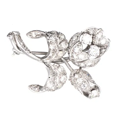 Pre-owned 1stdibs 18ct White Gold, Diamond Flower Spray Brooch, 1950s