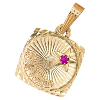 Pre-owned 1stdibs 18k Etoile D'amour Charm - Romantic Vintage Gold Pendant, French Love Star Token In Multi