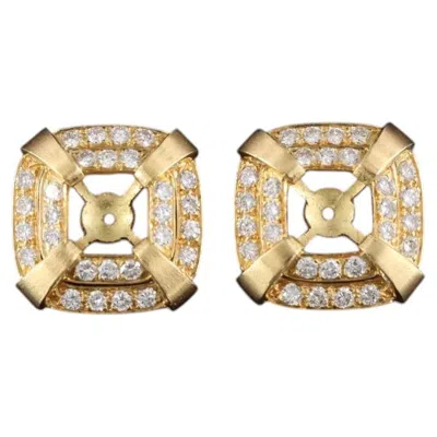 Pre-owned 1stdibs 18k Gold 1.48 Ctw Round Brilliant Diamond Square Earring Jackets In Multi
