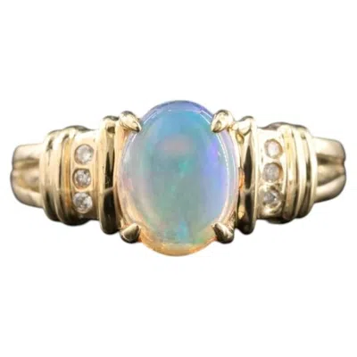 Pre-owned 1stdibs 18k Gold Oval Opal And Diamond 21st Century Cocktail Ring In Multi