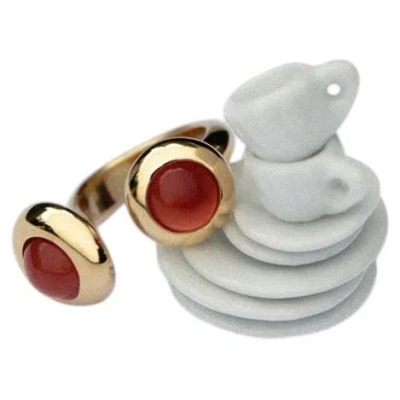Pre-owned 1stdibs 18k Gold Plated Sterling Silver, Porcini Ring Carnelian By Nathalie Edenburg In Multi