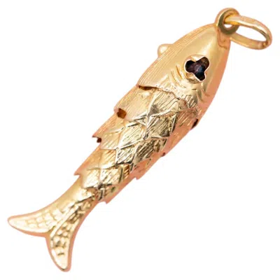 Pre-owned 1stdibs 18k Solid Gold Animal Charm - Articulated Fish Pendant - Italian 1960's Amethyst In Purple
